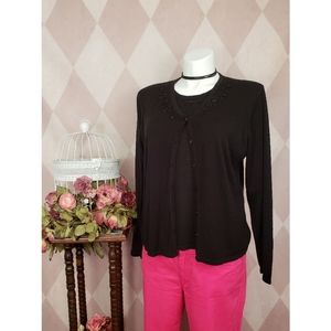 BICÉ | Black Beaded Button Sweater